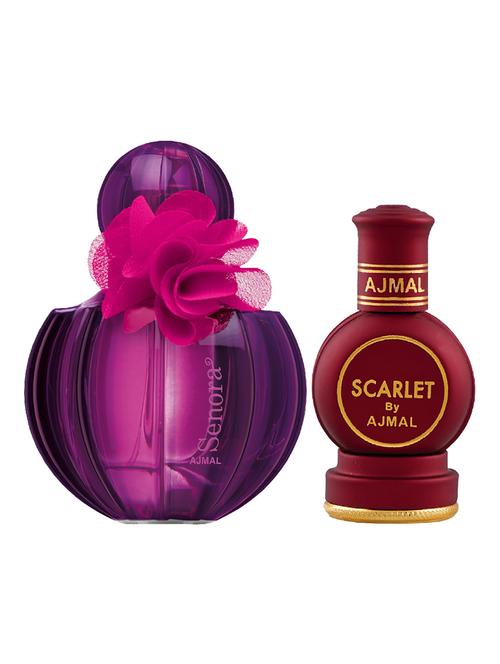 ajmal senora edp 75ml for women and scarlet cp alcohol-free attar 12ml for unisex + 2 parfum testers free - 17150498 - Very Small Image - 1