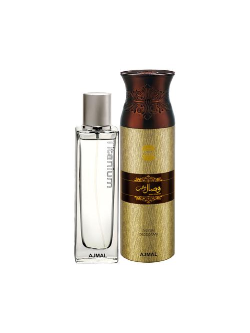 ajmal titanium edp spicy perfume 100ml for men and wisal dhahab deodorant 200ml for men+ 2 parfum testers free - 17150614 - Very Small Image - 1