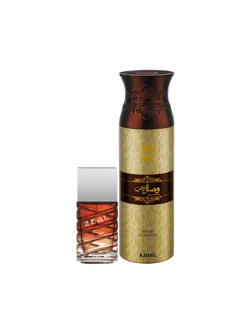 ajmal zeal edp aquatic woody perfume 100ml for men and wisal dhahab deodorant 200ml for men+ 2 parfum testers free - 17150622 - Very Small Image - 1
