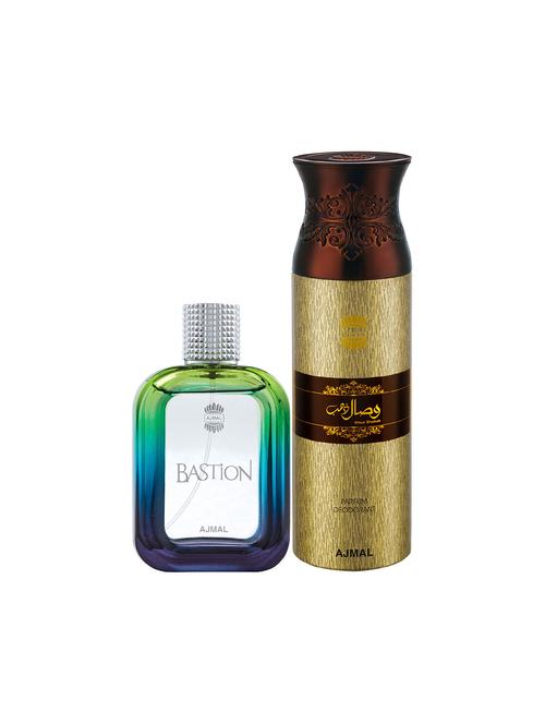 ajmal bastion edp woody aromatic perfume 100ml for men and wisal dhahab deodorant 200ml for men+ 2 parfum testers free - 17150624 - Very Small Image - 1