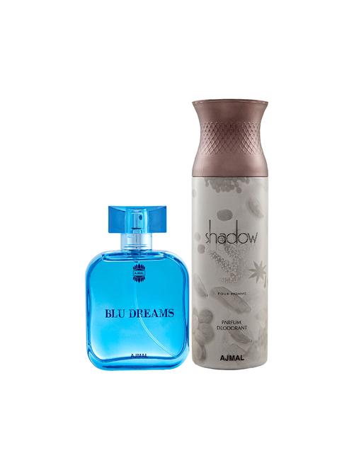 ajmal blu dreams edp citurs perfume 100ml for men and shadow homme deodorant woody 200ml for men+ 2 parfum testers free - 17150625 - Very Small Image - 1