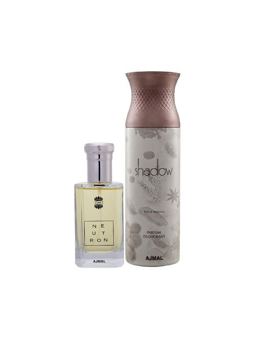 ajmal neutron edp perfume 100ml for men and shadow homme deodorant woody 200ml for men+ 2 parfum testers free - 17150628 - Very Small Image - 1