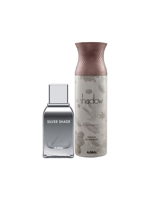 ajmal silver shade edp woody perfume 100ml for men and shadow homme deodorant woody 200ml for men+ 2 parfum testers free - 17150629 - Very Small Image - 1