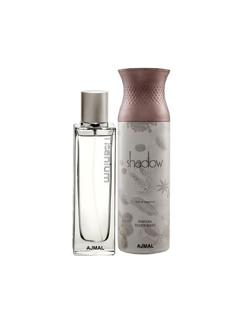 ajmal titanium edp spicy perfume 100ml for men and shadow homme deodorant woody 200ml for men+ 2 parfum testers free - 17150630 - Very Small Image - 1