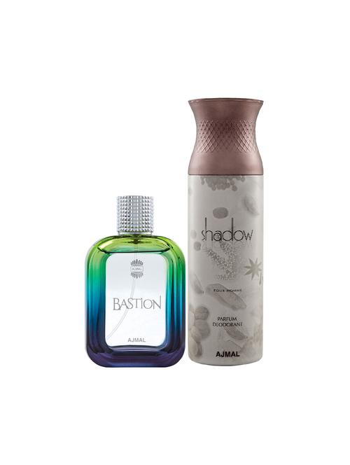 ajmal bastion edp woody aromatic perfume 100ml for men and shadow homme deodorant woody 200ml for men+ 2 parfum testers free - 17150639 - Very Small Image - 1