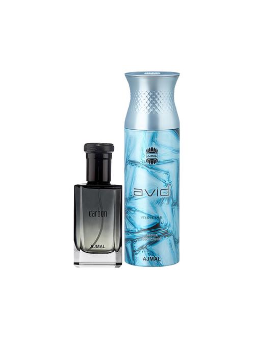 ajmal carbon edp spicy perfume 100ml for men and avid homme deodorant aquatic woody 200ml for men+ 2 parfum testers free - 17150643 - Very Small Image - 1