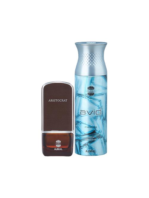ajmal aristocrat edp woody perfume 75ml for men and avid homme deodorant aquatic woody 200ml for men+ 2 parfum testers free - 17150649 - Very Small Image - 1