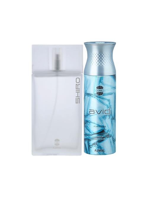 ajmal shiro edp spicy perfume 90ml for men and avid homme deodorant aquatic woody 200ml for men+ 2 parfum testers free - 17150657 - Very Small Image - 1