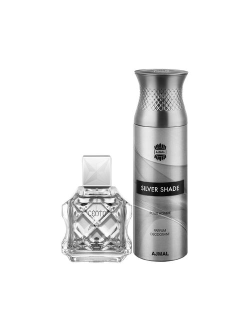 ajmal cento edp aromatic perfume 100ml for men and silver shade homme deodorant woody 200ml for men+ 2 parfum testers free - 17150699 - Very Small Image - 1