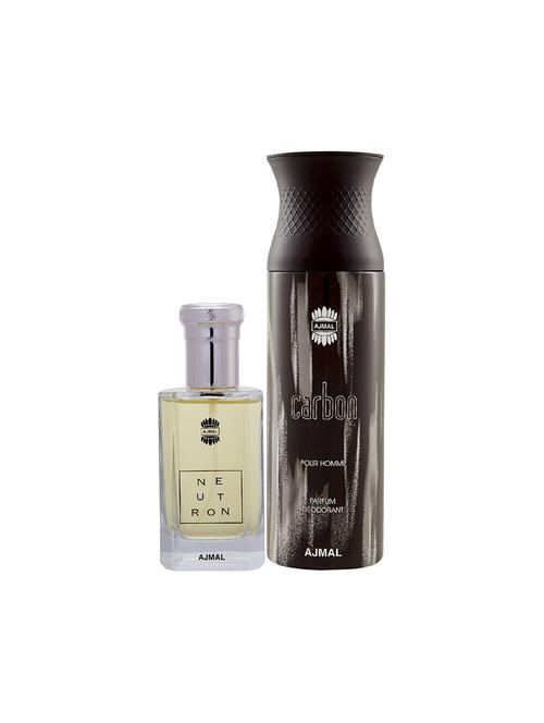 ajmal neutron edp perfume 100ml for men and carbon homme deodorant spicy 200ml for men+ 2 parfum testers free - 17150713 - Very Small Image - 1