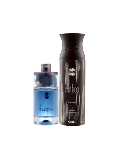 ajmal shadow him edp spicy woody perfume 75ml for men and carbon homme deodorant spicy 200ml for men+ 2 parfum testers free - 17150724 - Very Small Image - 1