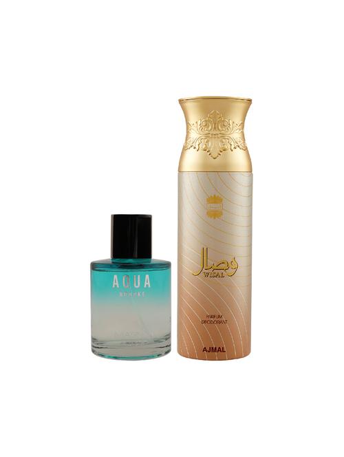 maryaj aqua brooke edp perfume 100ml for women and ajmal wisal deodorant musky 200ml for women + 2 parfum testers free - 17150764 - Very Small Image - 1
