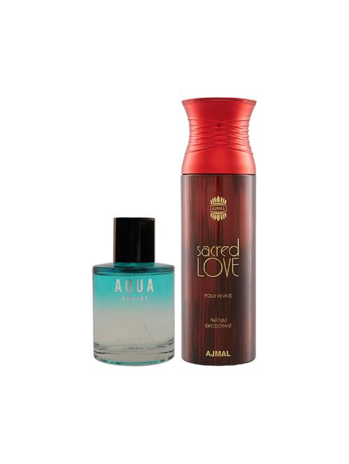 maryaj aqua brooke edp perfume 100ml for women and ajmal sacred love deodorant musky 200ml for women + 2 parfum testers free - 17150768 - Very Small Image - 1