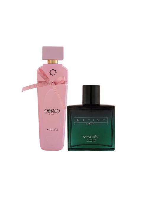 maryaj cosmo girl edp powdery 100ml for women and maryaj native forest edp powdery 100ml for unisex + 2 parfum testers free - 17150868 - Very Small Image - 1