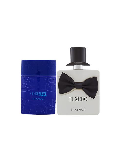 maryaj fresh wave edp 100ml for men and maryaj tuxedo edp spicy 100ml for men+ 2 parfum testers free - 17150908 - Very Small Image - 1