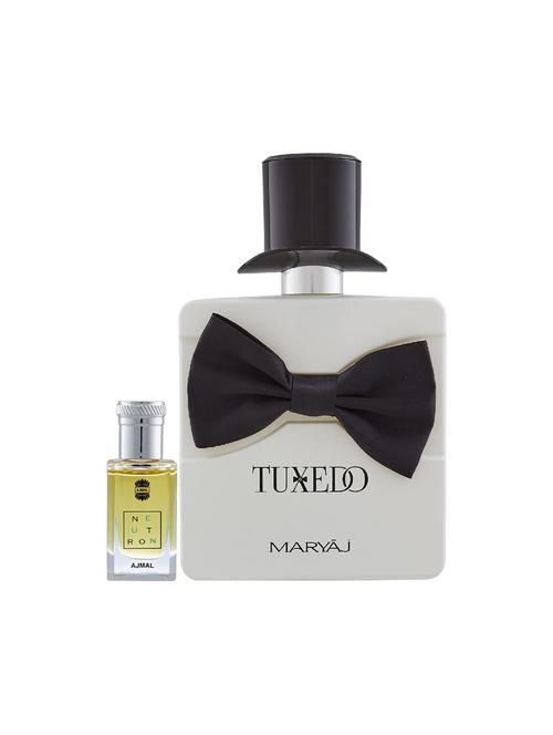 ajmal neutron concentrated oil alcohol-free attar 10ml for men and maryaj tuxedo edp 100ml for men + 2 parfum testers free - 17150916 - Very Small Image - 1