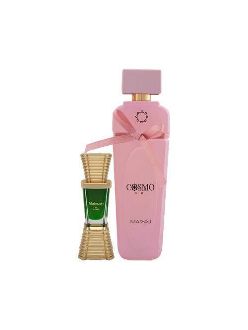 ajmal majmua cp alcohol-free attar 10ml for unisex and maryaj cosmo girl edp 100ml for women + 2 parfum testers free - 17150937 - Very Small Image - 1