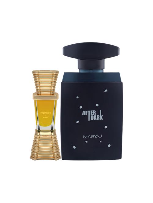 ajmal impress cp alcohol-free attar 10ml for men and maryaj after dark edp 100ml for men + 2 parfum testers free - 17150962 - Very Small Image - 1