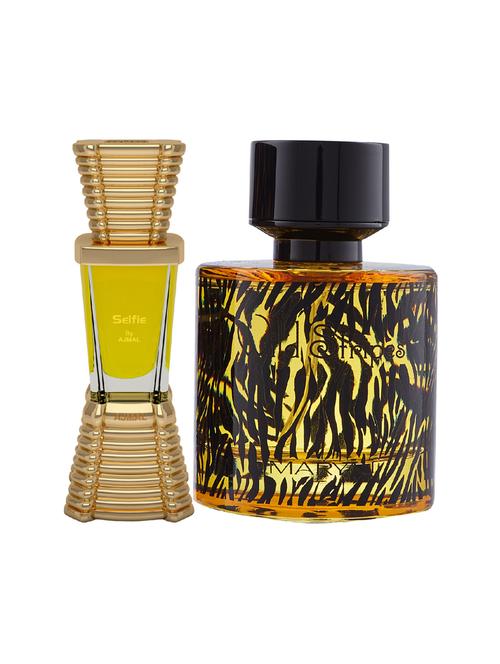 ajmal selfie cp alcohol-free attar 10ml for men and maryaj wild stripes edp 100ml for men + 2 parfum testers free - 17150967 - Very Small Image - 1