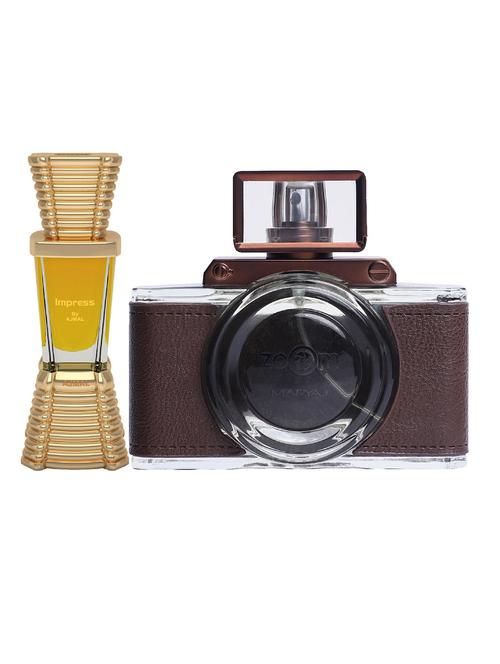 ajmal impress cp alcohol-free attar 10ml for men and maryaj zoom pour homme edp 100ml for men + 2 parfum testers free - 17150977 - Very Small Image - 1