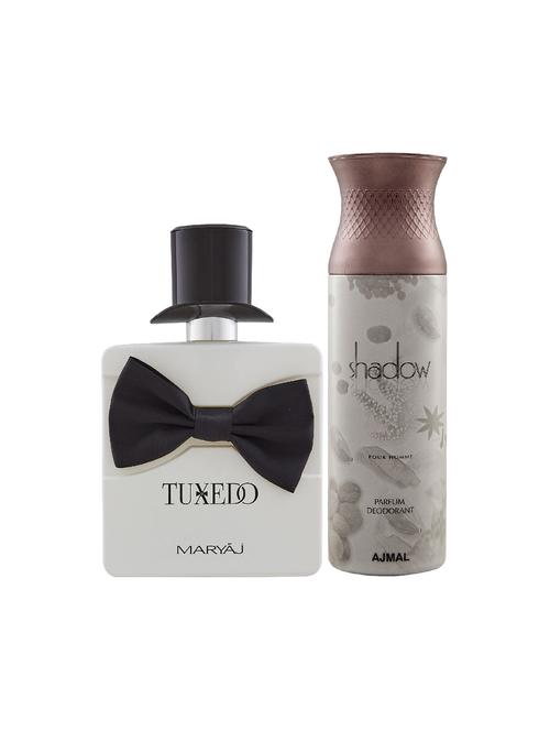 maryaj tuxedo edp spicy 100ml for men and ajmal shadow homme deodorant 200ml for men + 2 parfum testers free - 17151027 - Very Small Image - 1