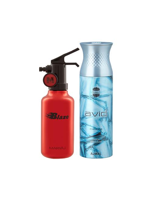 maryaj blaze edp aromatic 100ml for men and ajmal avid homme deodorant 200ml for men + 2 parfum testers free - 17151046 - Very Small Image - 1