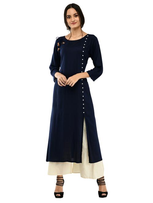 solid a-line kurta - 17151237 - Very Small Image - 1