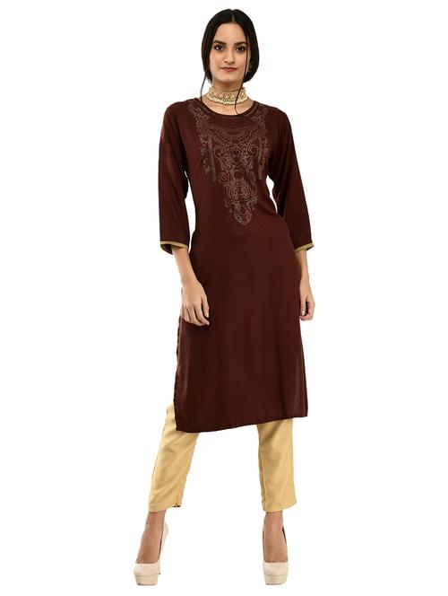 embellished straight kurta - 17151247 - Very Small Image - 1