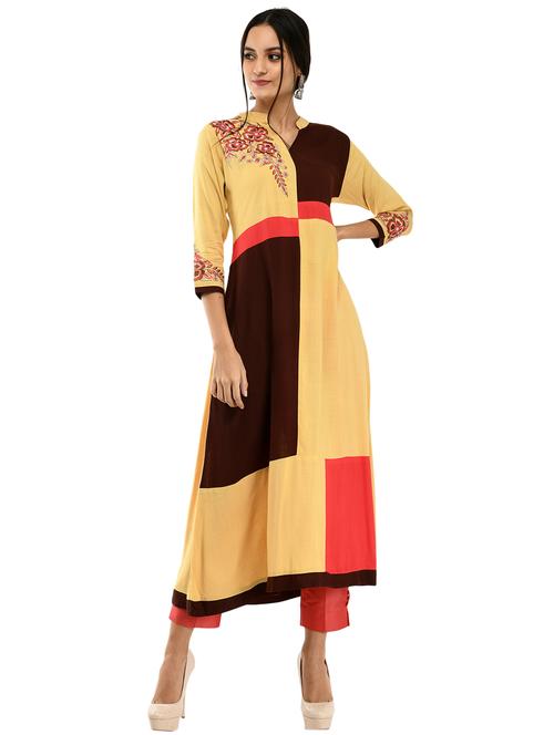 contrast a-line kurta - 17151264 - Very Small Image - 1
