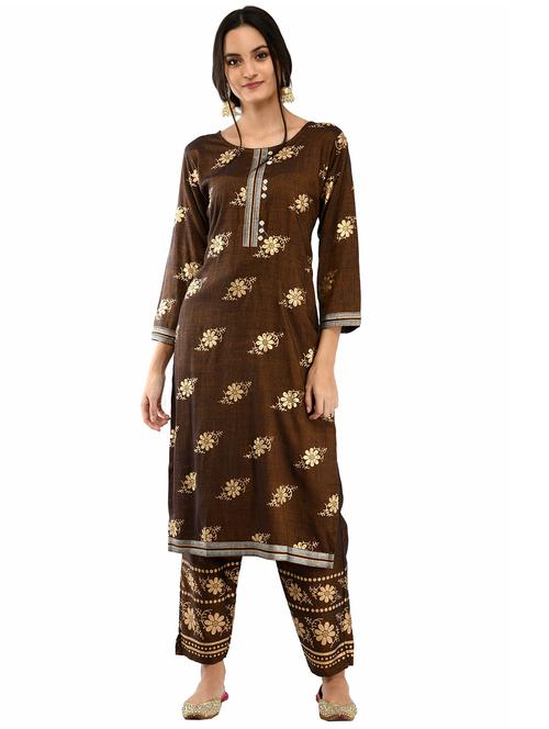 gold print kurta palazzo set - 17151277 - Very Small Image - 1