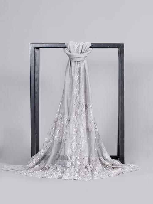 grey cotton dupatta - 17151373 - Very Small Image - 1