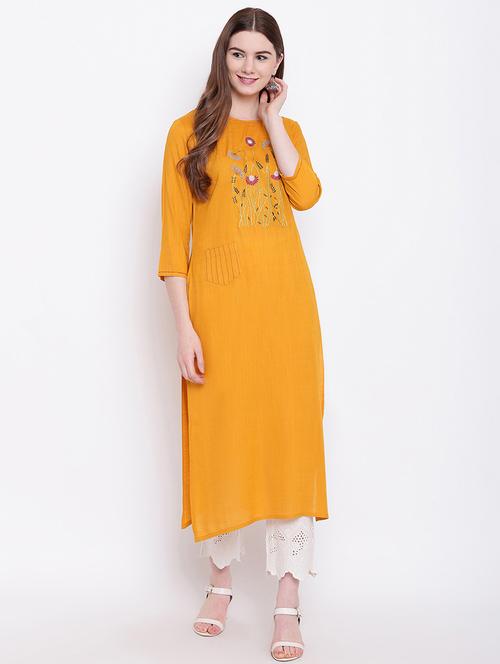 embroidered straight kurta - 17151745 - Very Small Image - 1