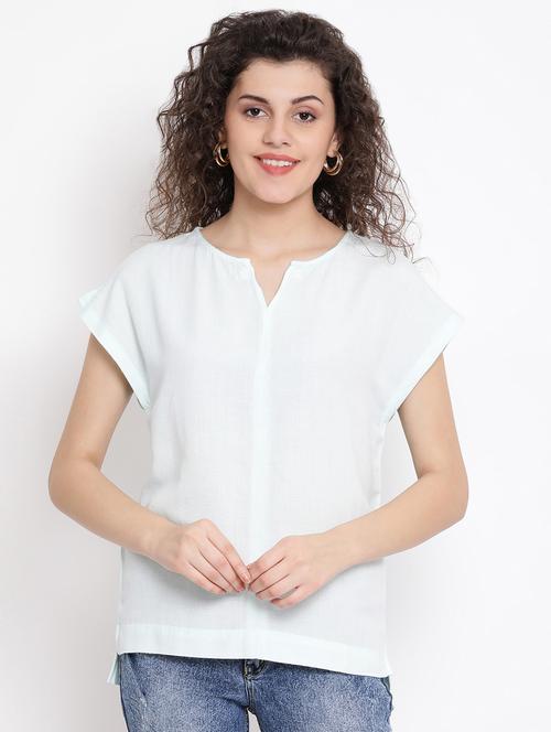 notch neck solid top - 17152515 - Very Small Image - 1