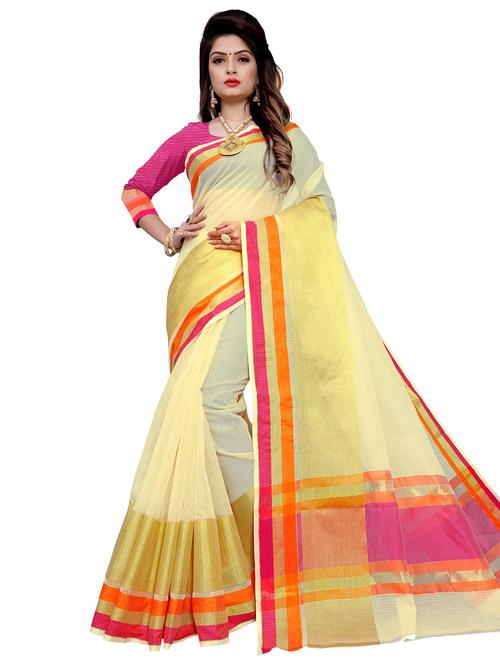solid woven saree with blouse - 17152724 - Very Small Image - 1