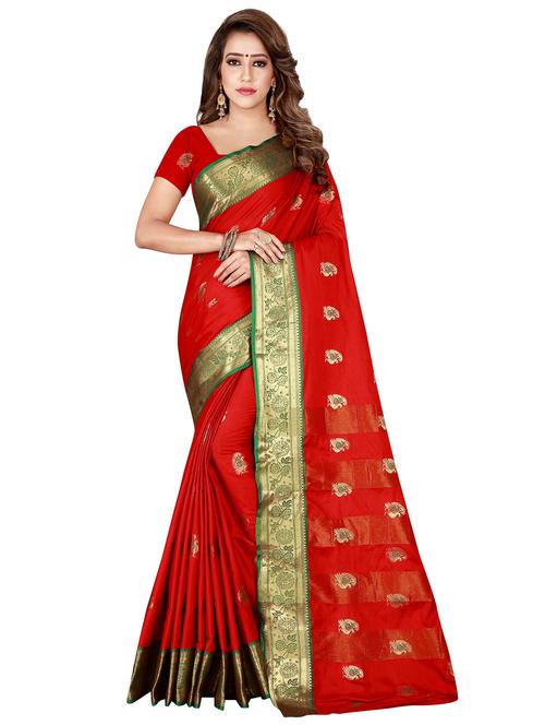 self design banarasi saree with blouse - 17152756 - Very Small Image - 1