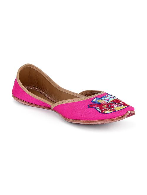 pink embroidered slip on jutis - 17152854 - Very Small Image - 1
