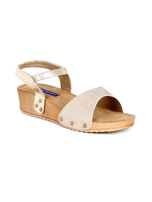 gold synthetic back strap sandals - 17152864 - Very Small Image - 1