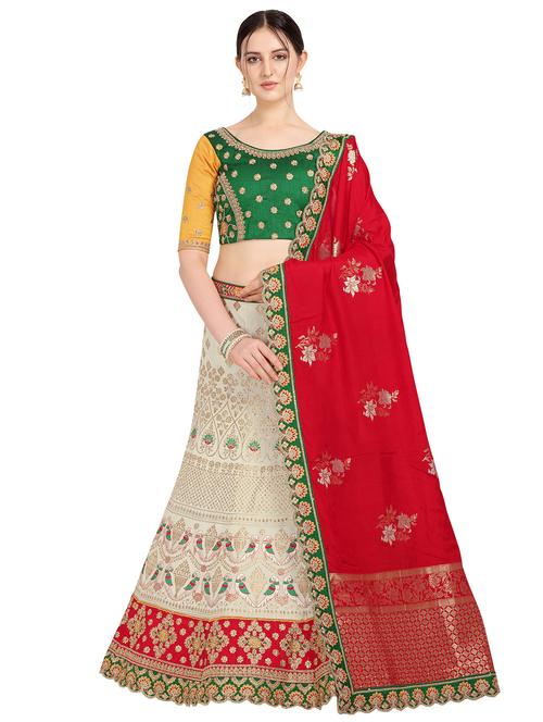 embroidered panelled lehenga - 17152951 - Very Small Image - 1