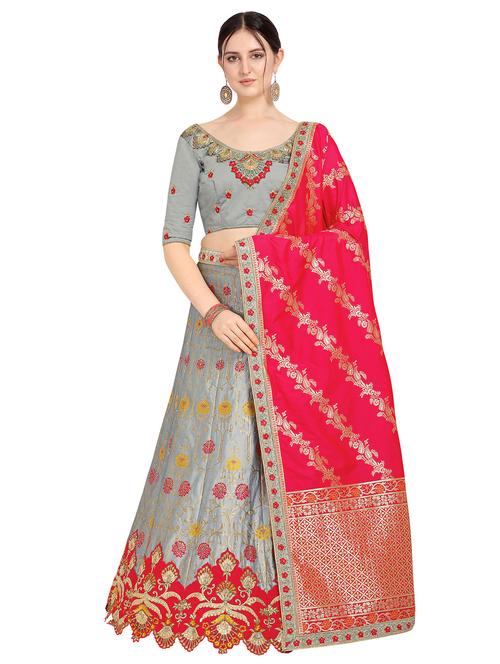 self design panelled lehenga - 17152958 - Very Small Image - 1