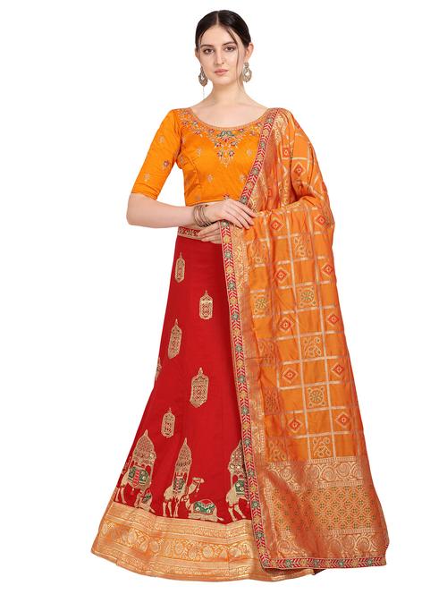 embroidered panelled lehenga - 17152964 - Very Small Image - 1