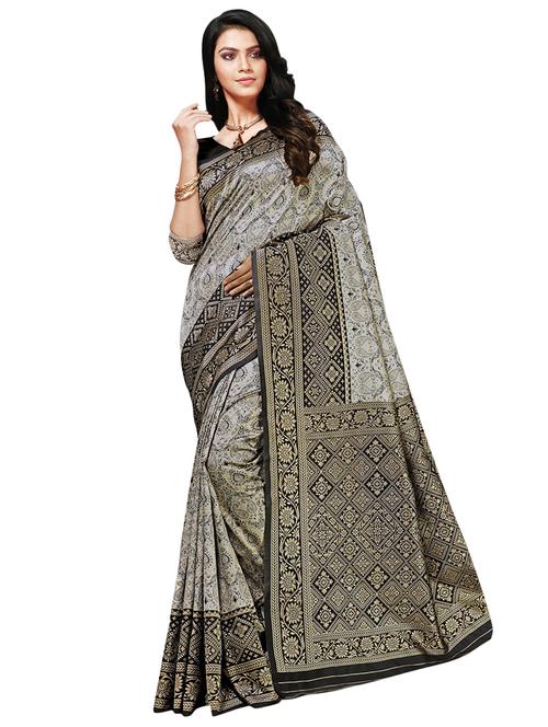 printed woven saree with blouse - 17153057 - Very Small Image - 1