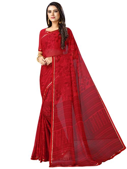 floral printed saree with blouse - 17153085 - Very Small Image - 1