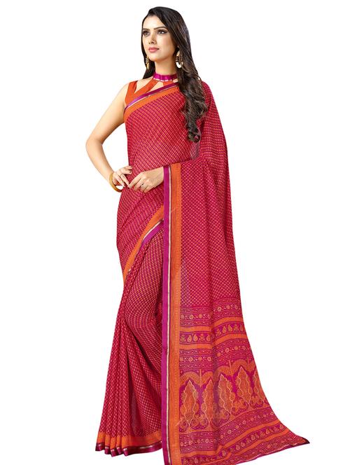 self printed saree with blouse - 17153103 - Very Small Image - 1