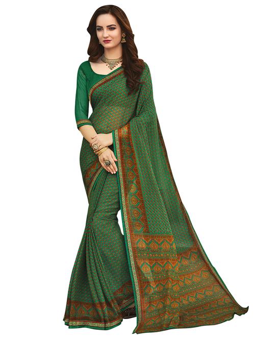 self printed saree with blouse - 17153116 - Very Small Image - 1