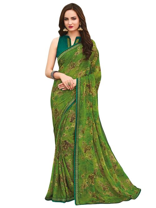 floral printed saree with blouse - 17153117 - Very Small Image - 1