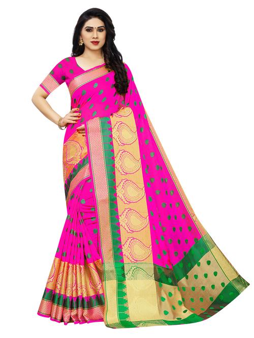 polka dot woven saree with blouse - 17153129 - Very Small Image - 1