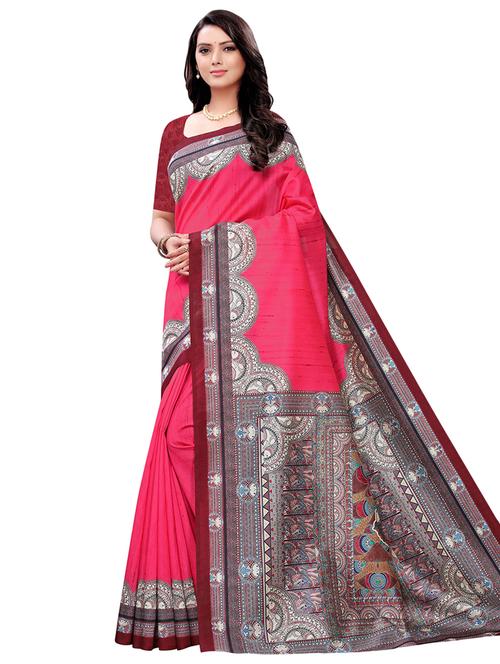 solid bordered saree with blouse - 17153141 - Very Small Image - 1