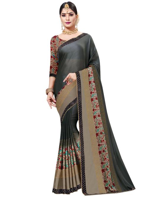 floral embellished saree with blouse - 17153150 - Very Small Image - 1