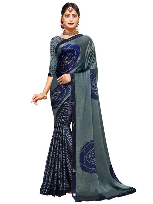 floral printed saree with blouse - 17153151 - Very Small Image - 1