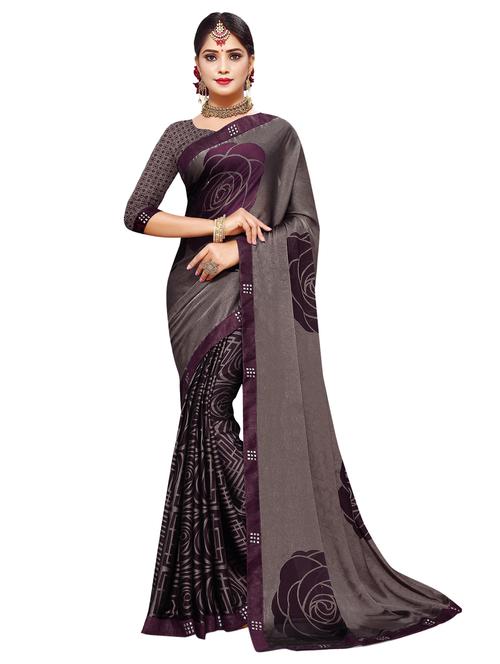 floral printed saree with blouse - 17153152 - Very Small Image - 1